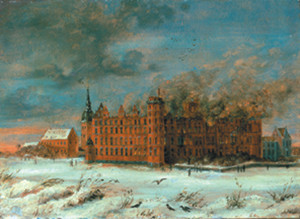 Frederiksborg Castle  was destroyed by large fire Hilleroed
