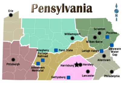 The Commonwealth of Pennsylvania region map