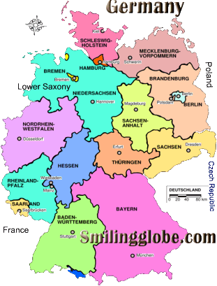 Map of Germany regions
